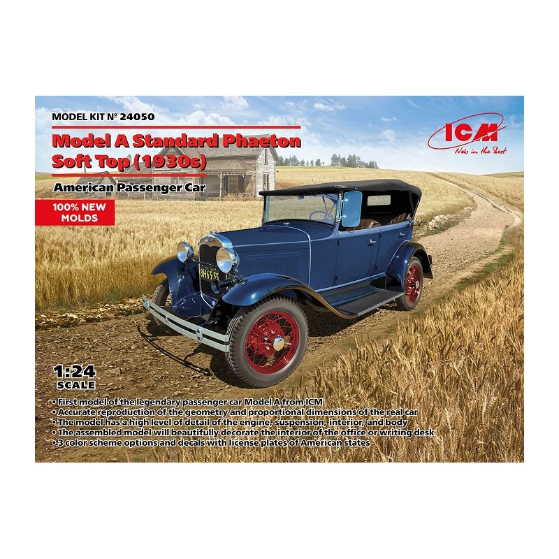 Model A Standard Phaeton Soft Top (1930s) 1/24 - ICM